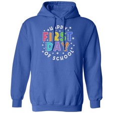 Happy First Day of School Teacher - Colorful Graphic Unisex Hooded Sweatshirt