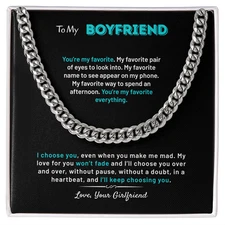 To My Boyfriend, Cuban Link Necklace For Boyfriend, Birthday Gift For Him