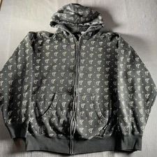 Famous Stars And Straps Hoodie Mens XL All over print Zip Up Travis barker y2K