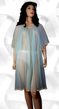 Mary Barron Vtg 50's Romantic Sheer Pleated Classic Coquette Nylon Nightgown Lg