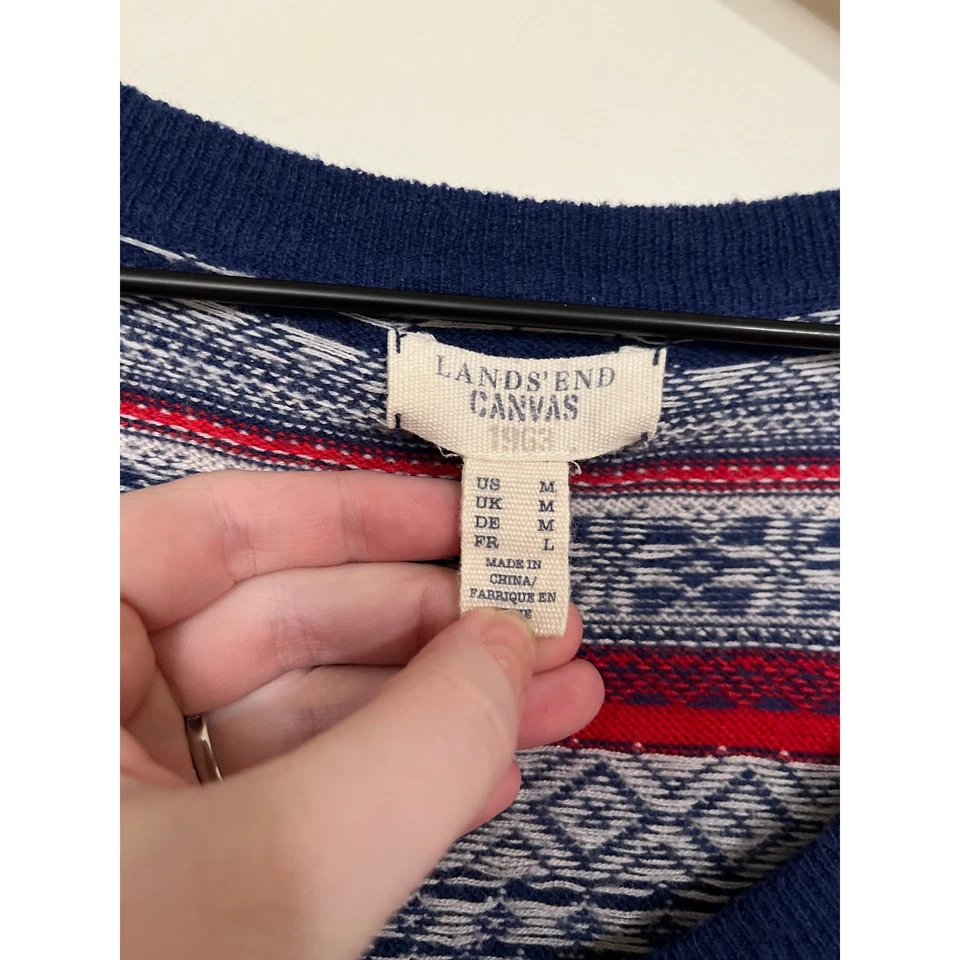Suéter Lands End de Lona para Mujer Azul Fair Isle Mezcla de Lana Merino Talla Mediana Foto 2 de 4