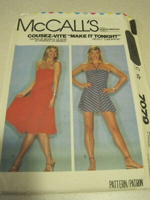 McCALL'S 7079 MISSES' DRESS Vintage MAKE IT TONIGHT Sewing Pattern UNCUT