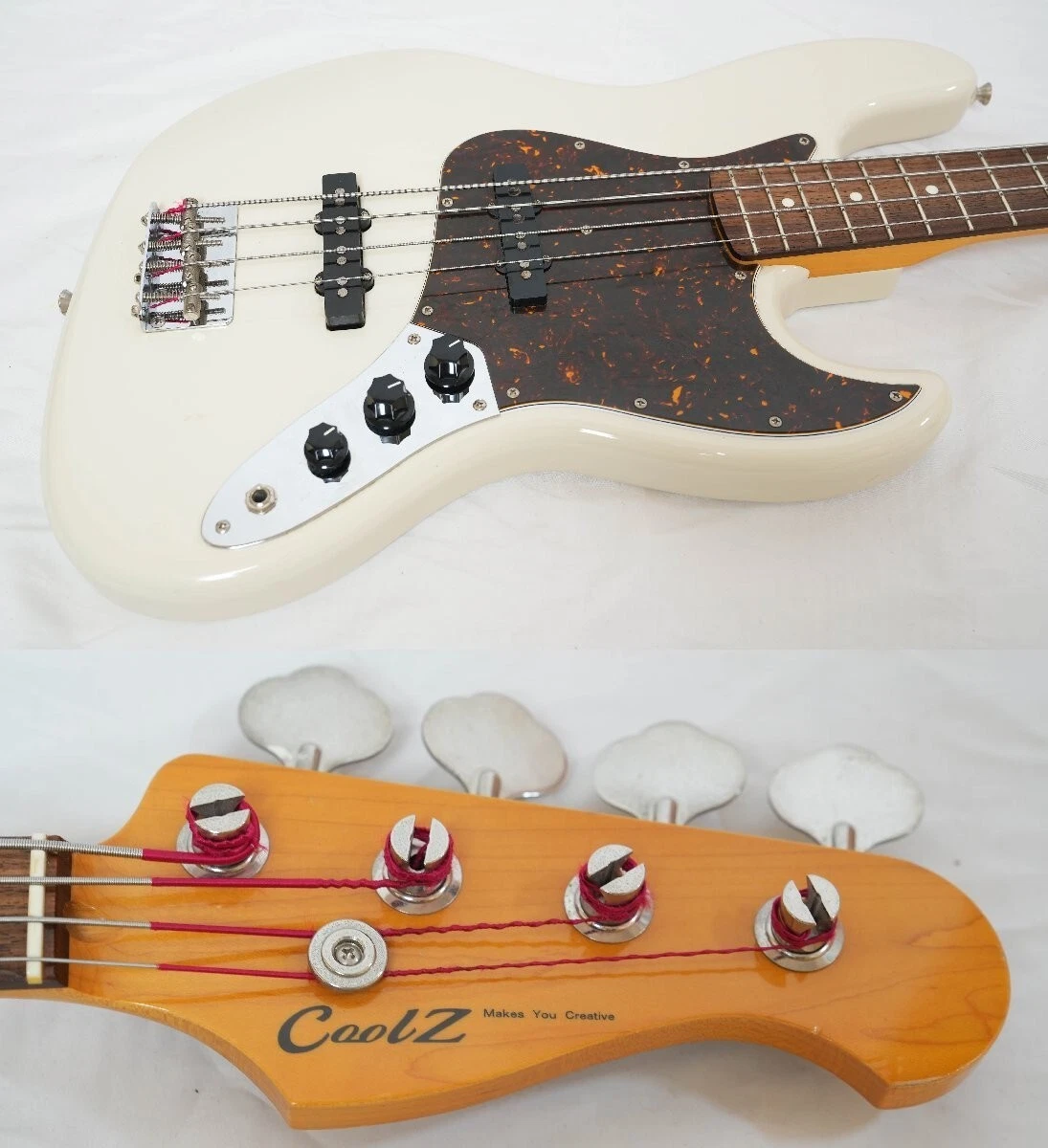 Electric Jazz Bass Guitar Cool Z ZJB-1R VWH Vintage White Color