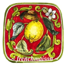 Italian Handmade Handpainted Ceramic Florence Lemon & Flower Pottery Plate Dish