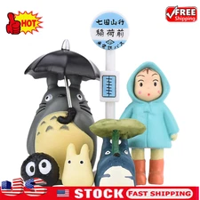 6pcs My Neighbor Totoro Figure Set – Hayao Miyazaki Anime Bus Station Scene Gift