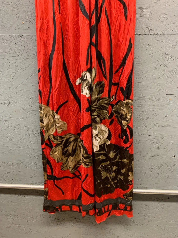 Elie Tahari Maxi Dress Women’s Small Red Brown Floral Sleeveless Viscose - Image 3 of 4