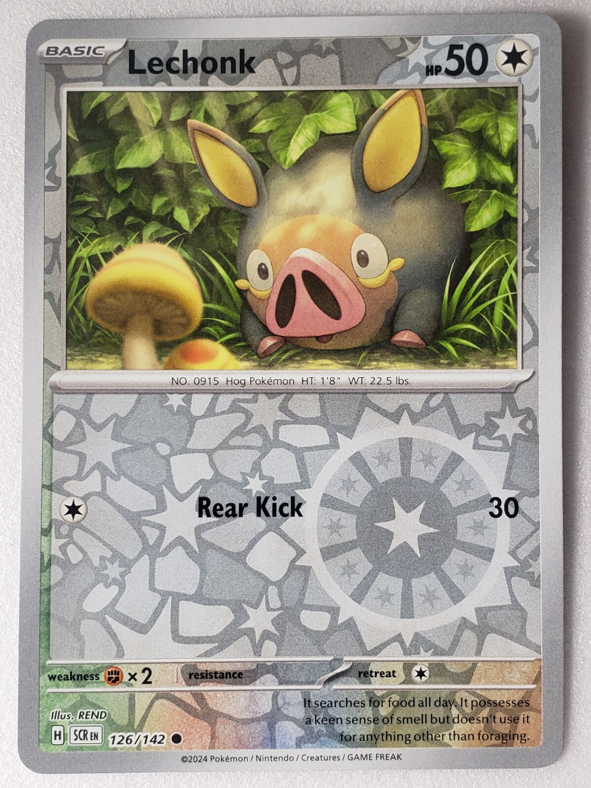 REVERSE HOLO Lechonk 126/142 NM / M Stellar Crown Pokemon Card - REND Art