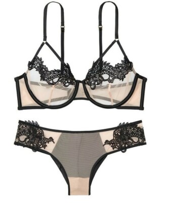 LUXE LINGERIE Victoria's Secret DRAGON Balconette Bra sz 34B / 75B & panty XS