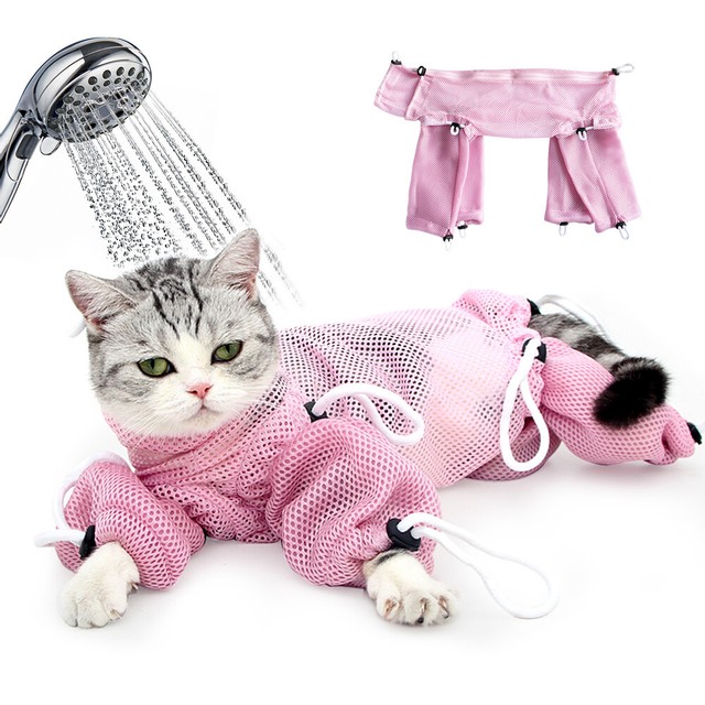 Soft Mesh Cat Restraint Bag for Baths AntiScratch Grooming Nail Clipping Bags eBay