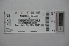 WASHINGTON NATIONALS VS BREWERS 7/4/2016 FULL TICKET ~ MARTIN MALDONADO HR