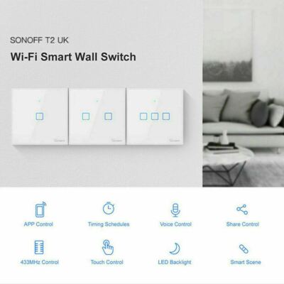 SONOFF T2 1/2/3 Gang Wifi Light Switch Smart Home Supplies UK Standard