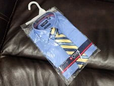 CHAPS BLUE BOY'S STRETCH DRESS SHIRT WITH TIE SIZE XS 6-7 (Bag216)