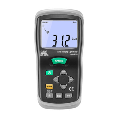 CEM DT-1308 Digital LCD Light Meter Foot Candle Lux Meter Tester 400K