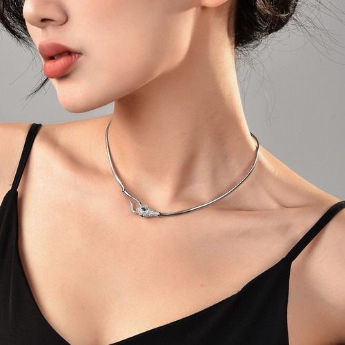 Collana con strass girocollo catena testa di serpente collana da donna - Foto 2 di 8