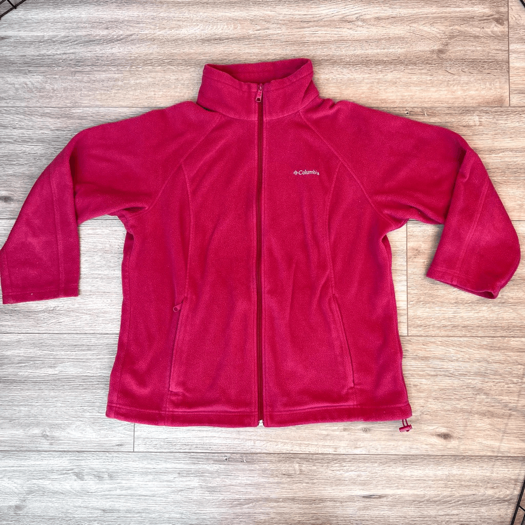 Columbia Womens Red StandUp Collar Full Zip Raglan Sleeve Fleece Jacket Size XL eBay