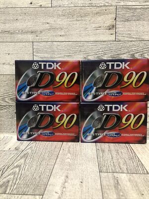 TDK D90 Audio Cassette Tape Blank IECI Type I High Output NEW Sealed Lot of 4