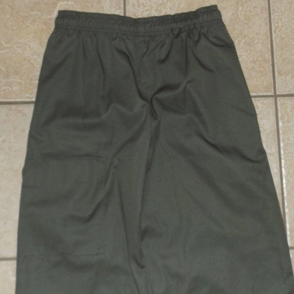 NEW Mens Sz Medium Dark Olive Green Elastic Waist Cargo Chef Pants - Image 4 of 4