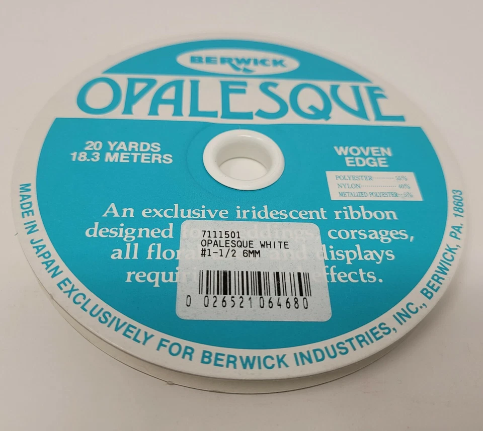 NEW VTG Berwick White Iridescent Opalesque Craft Ribbon 6mm 1/4" WIDE x 20 YDS - Image 3 of 4