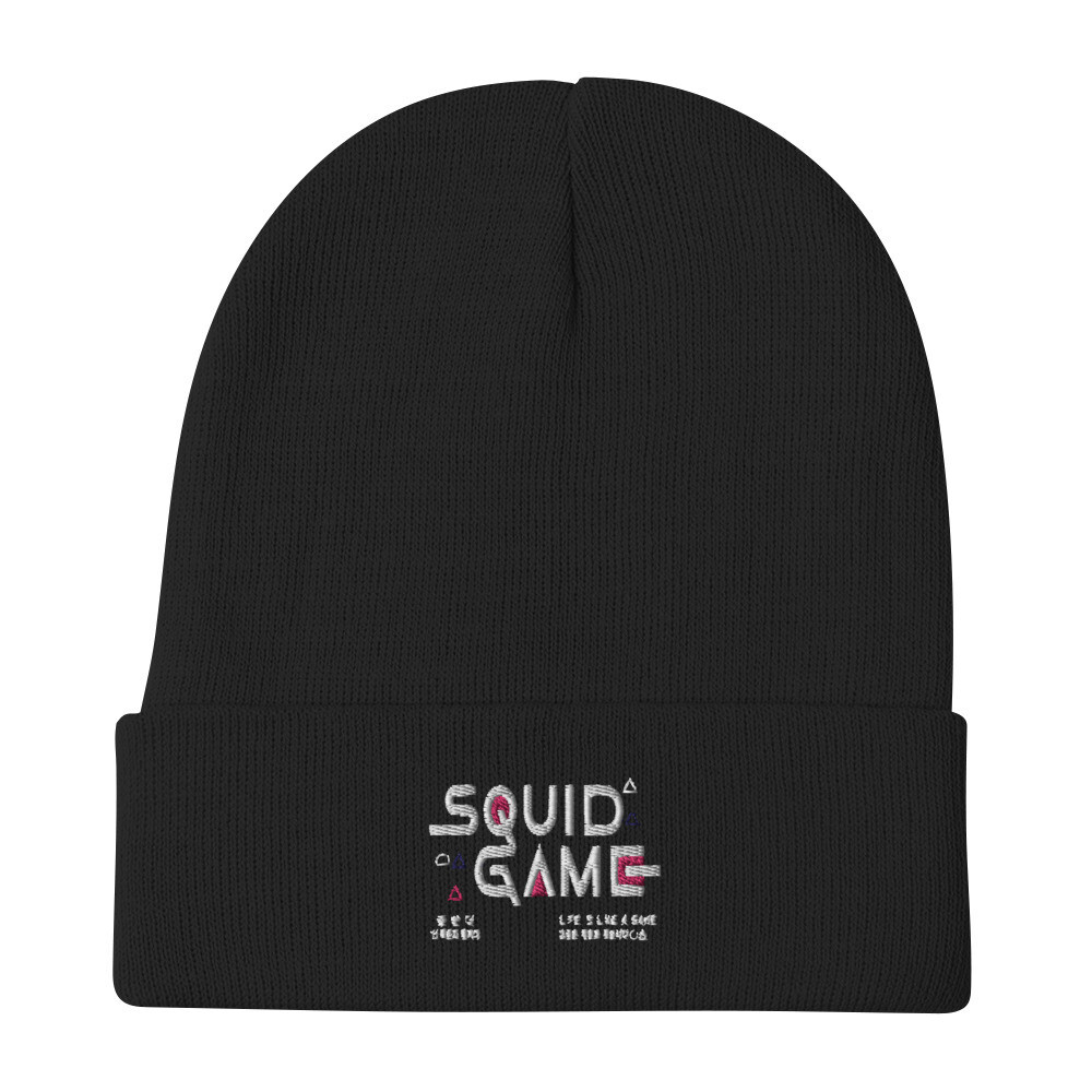 Squid Game Korean Life is Like a Game Embroidered Beanie One Size Black  Beanie