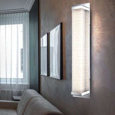 Applique Murale LED Pour Escalier Chromé Lumière De Couloir En Verre H 47,5 Cm - Photo 1/4