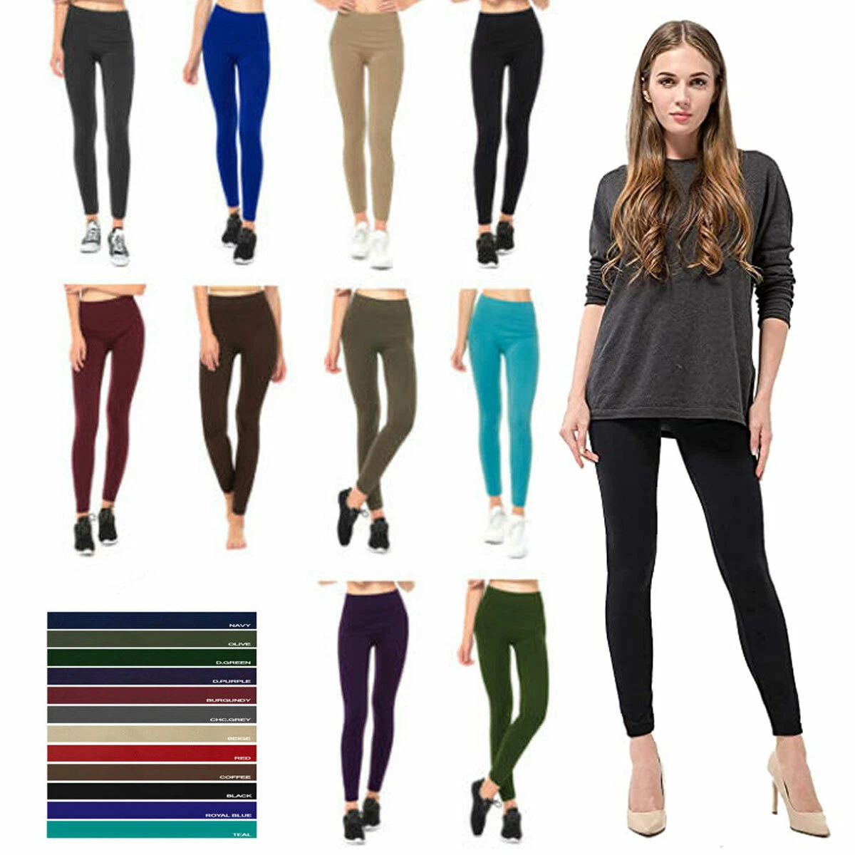 Plus Size Women's Fleece Lined Leggings Warm Winter Thick Solid