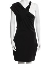 Halston Heritage Dress Black One Shoulder Ponte Mini  6 ($450)