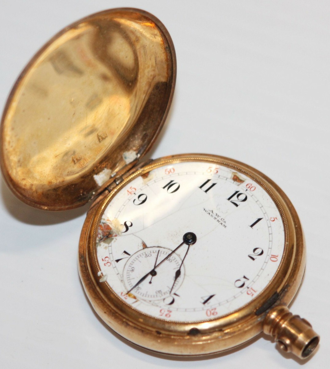 Antique AWW Co. Waltham 1872 Riverside Pocket Watch 18K Yellow