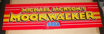 MICHAEL JACKSON'S  MOONWALKER - Sega Arcade - GENUINE PLEXI GLASS MARQUEE -