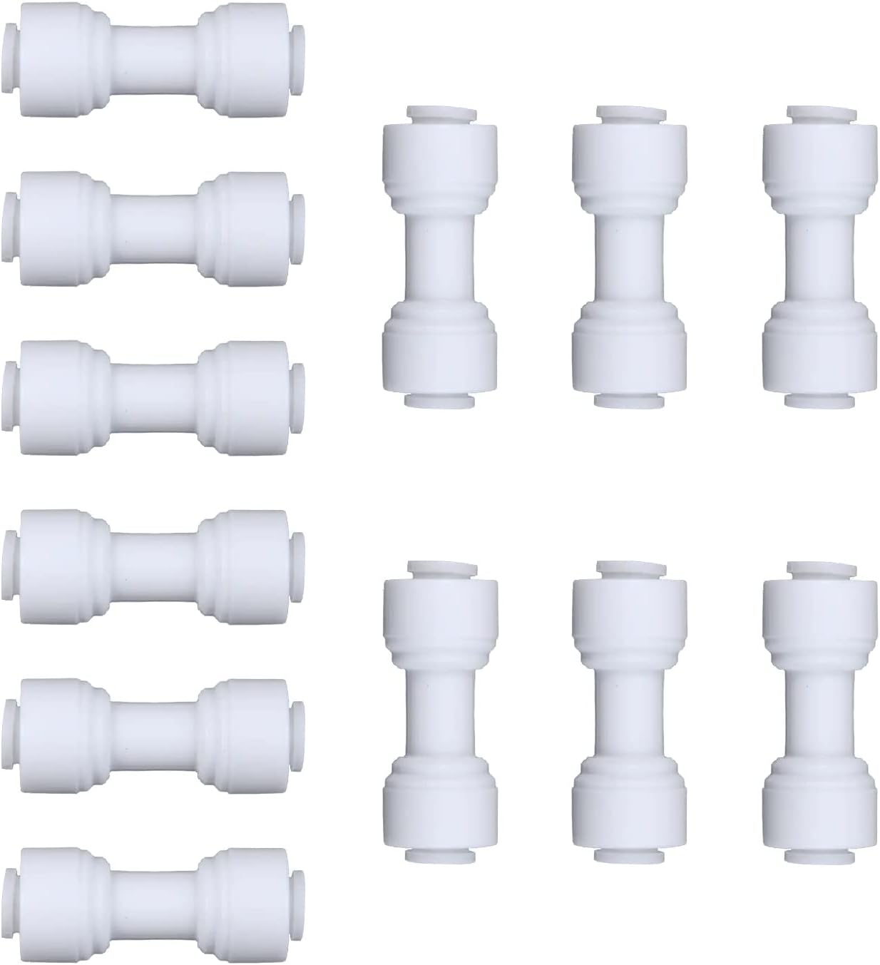 12Pcs White Plastic Union Connector (1/4-In OD X 1/4-In OD, Push-To-Connect