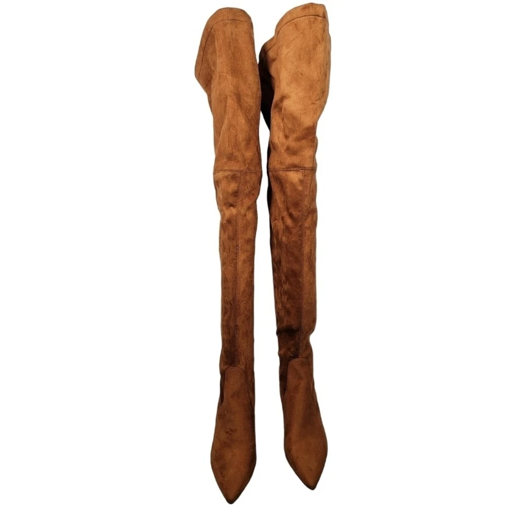 Rust thigh top high boots
