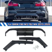 Rear Diffuser W/Side Splitters For 2015-20 BMW F80 M3 F82 F83 M4 Carbon Look ABS