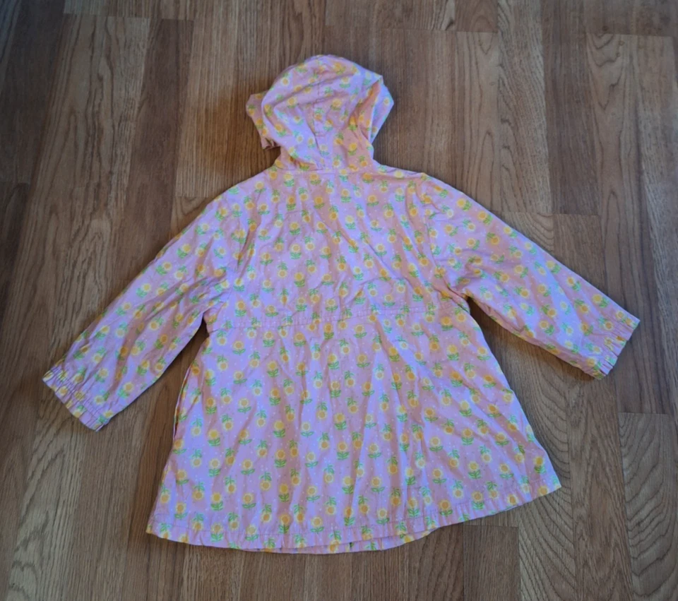 Gymboree Girl’s Pink Yellow Sunflowers Jacket Hood with Lining Kids Rain Coat 4T - Image 2 of 4