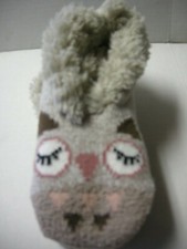 Slippers, Ladies, Animal Print, Brown, Pink, White Plush, Size Small, Brand New