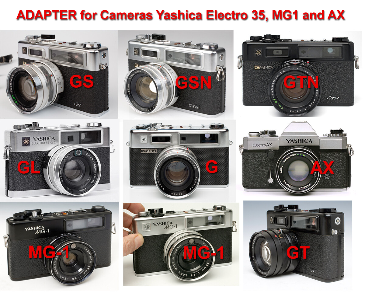 YASHICA ELECTRO 35 G, GL, GS, GT, GSN, GTN, MG-1, AX.- ADAPTER +