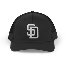 Vintage San Diego Padres White Embroidered Trucker Hat Mesh Adjustable Snapback