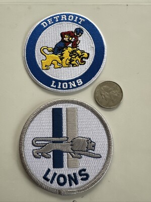 (2) Detroit Lions Vintage Rare Embroidered Iron On Patches Patch Lot 3” X  3”NFL