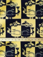 Fleece ILLUMINATION'S MINIONS Printed Fabric - BLACK YELLOW silhouette / SBY
