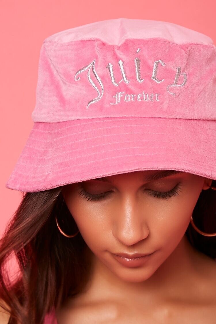NWT Juicy Couture Velour Bucket Hat Pink Embroidery Logo