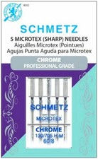 SCHMETZ SEWING MACHINE NEEDLES MICROTEX SHARP 60/8 5 PACK PART S-4032