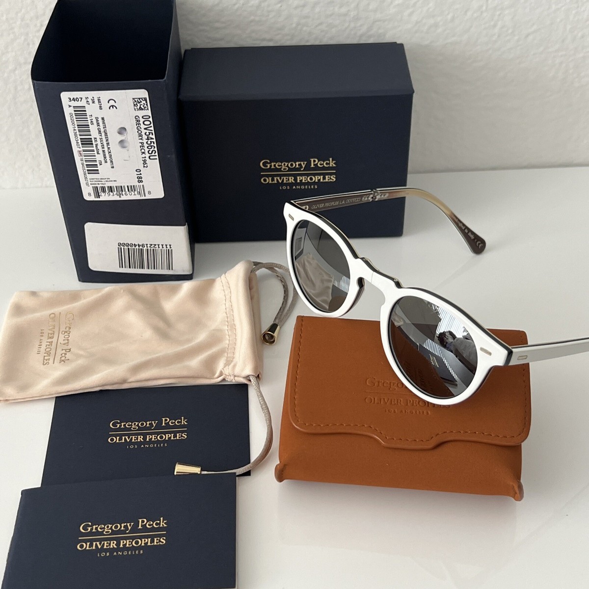 Oliver Peoples Gregory Peck 1962 Folding Sunglasses NWT White