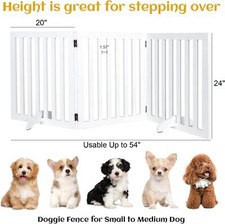 3 Panels 24" Foldable Pet Gate w/ 2PCS Support Feet Dog Fence for House Doorways