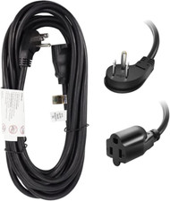 EP 10 Ft Flat Plug Extension Cord, 16 AWG 3 Prong Grounded Black Low Profile Ext