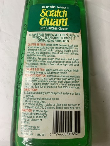 Vintage 1987 Turtle Wax SCRATCH GUARD Bath & Kitchen Cleaner USA Kitchen Prop - Picture 7 of 8