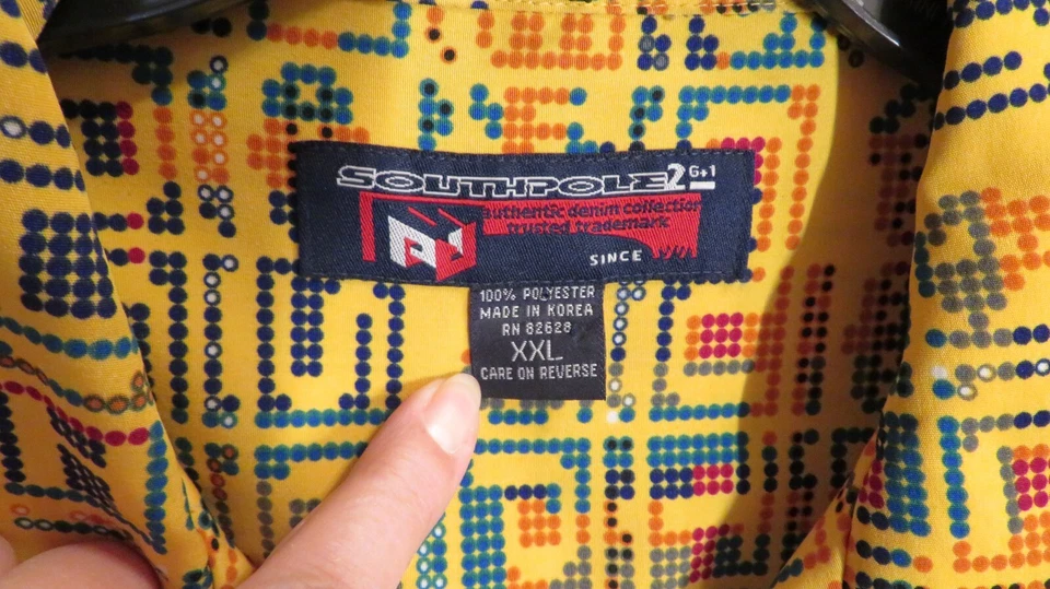 Camisa Polo Sur De Colección Para Hombres XXL Amarilla Campamento Botón Manga Corta Cuello LEER DE Foto 4 de 4