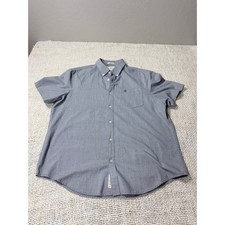 Original Penguin Mens XL Heritage Slim Fit Blue Short Sleeve Button Down Shirt