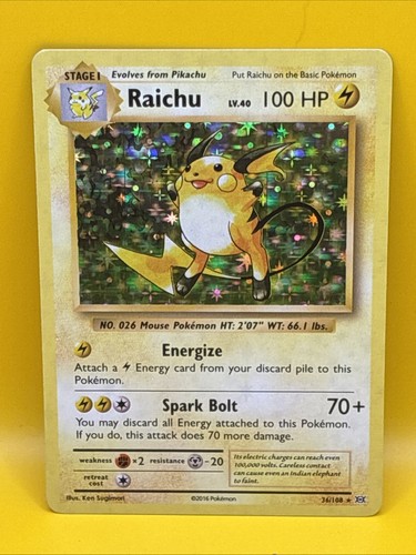 RAICHU ( 36 /108 ) 2016 Pokemon Card Swirl Holo