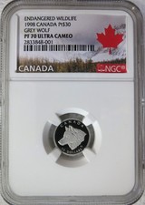 1998 Canada 1/10 oz. Platinum $30 Grey Wolf NGC PF 70 Ultra Cameo 3177.50 per troy oz
