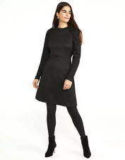 NWT Ann Taylor Black Animal Jacquard Mock Neck Puff Sleeve Knit Dress Leopard 2