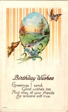 Butterfly Featured on Interesting Vintage Greeting Postcard m/12 BJ3107