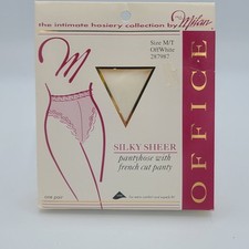 Collant vintage Paul Milan JC Penney bianco sporco trasparente con mutandine taglio francese taglia M/T